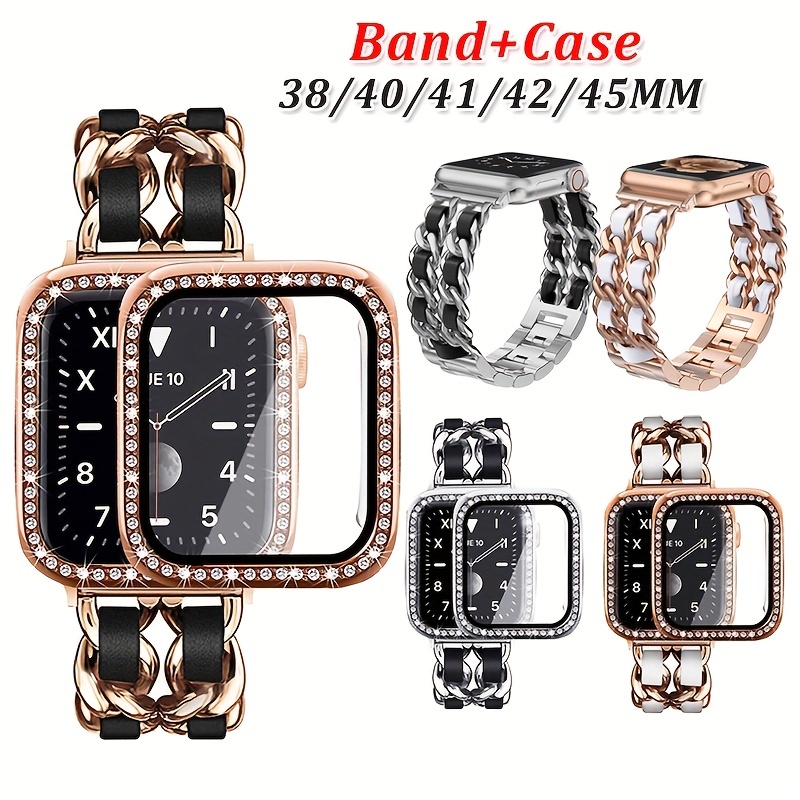 Compatible with Apple Watch Band 7 41mm 45mm Metal Strap for