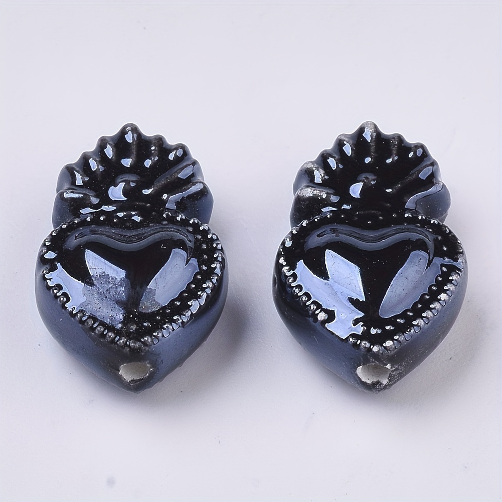 10/20pcs Handmade Porcelain Heart Shape Beads for DIY Jewellery Making