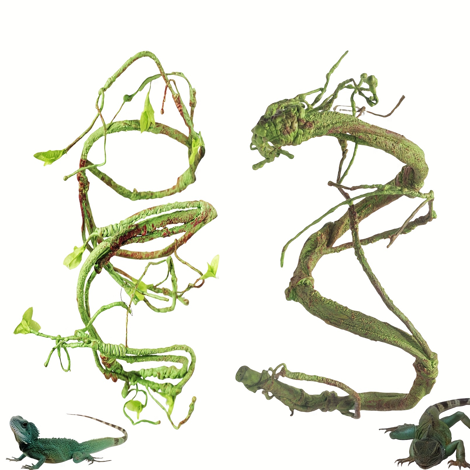 kathson Reptile Tank Hanging Vines Plants,Bearded Dragons Habitat Bendable  Jungle Climbing Fake Vine Terrarium Decorations for
