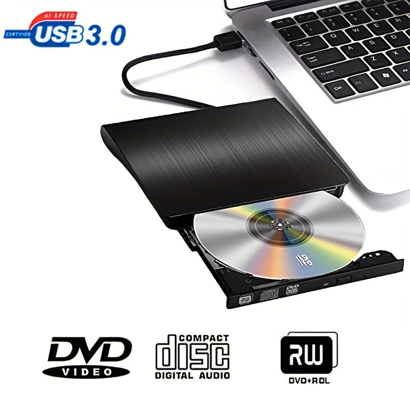 Lecteur CD DVD externe USB 3.0 Type-C, lecteur CD/DVD +/-RW portable, lecteur  CD DVD compatible avec ordinateur portable PC de bureau Windows 11/10/8/7  Linux Mac OS pour ordinateur portable graveur de CD