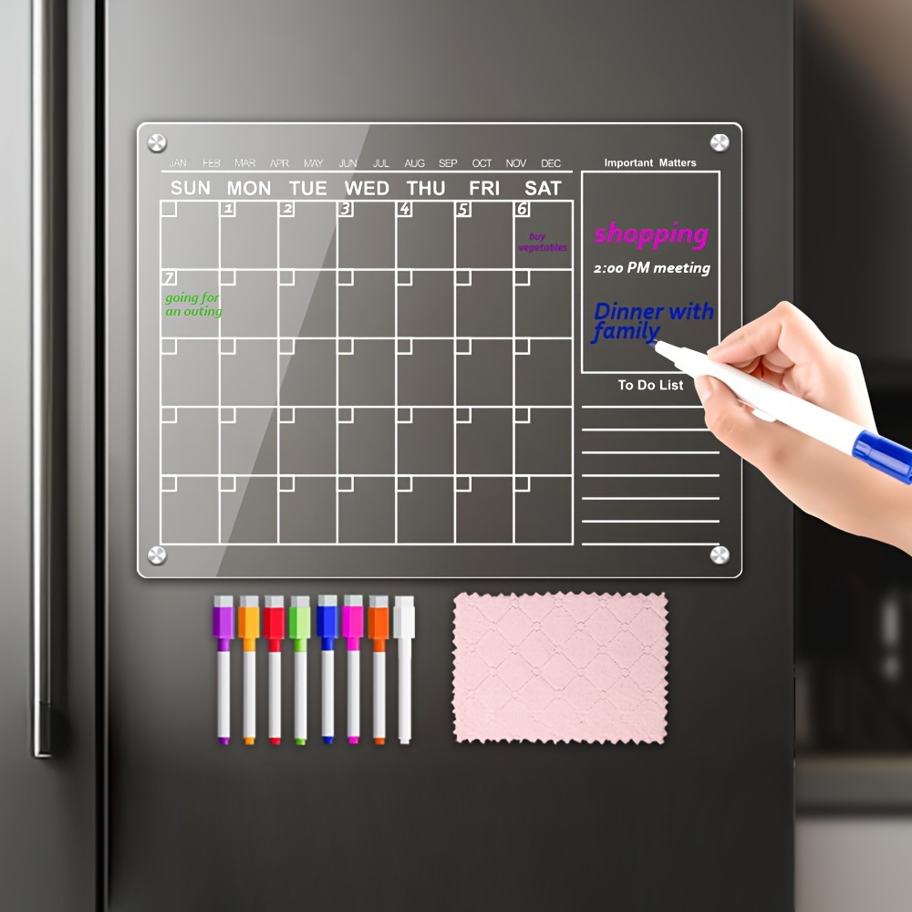 Magnetic Acrylic Calendar For Fridge Clear Dry Erase - Temu