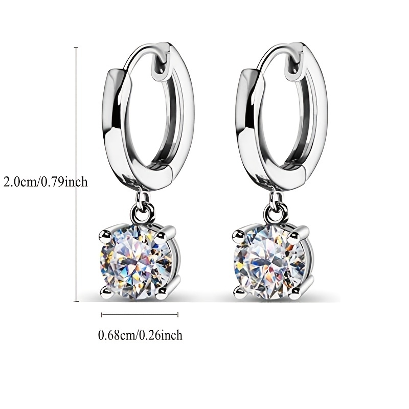 Round Moissanite Drop Earrings 925 Sterling Silver Jewelry - Temu Canada