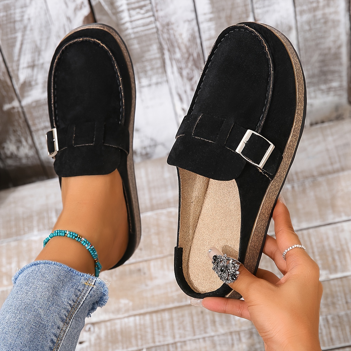 Casual comfy clogs suede best sale leather slip on sandals