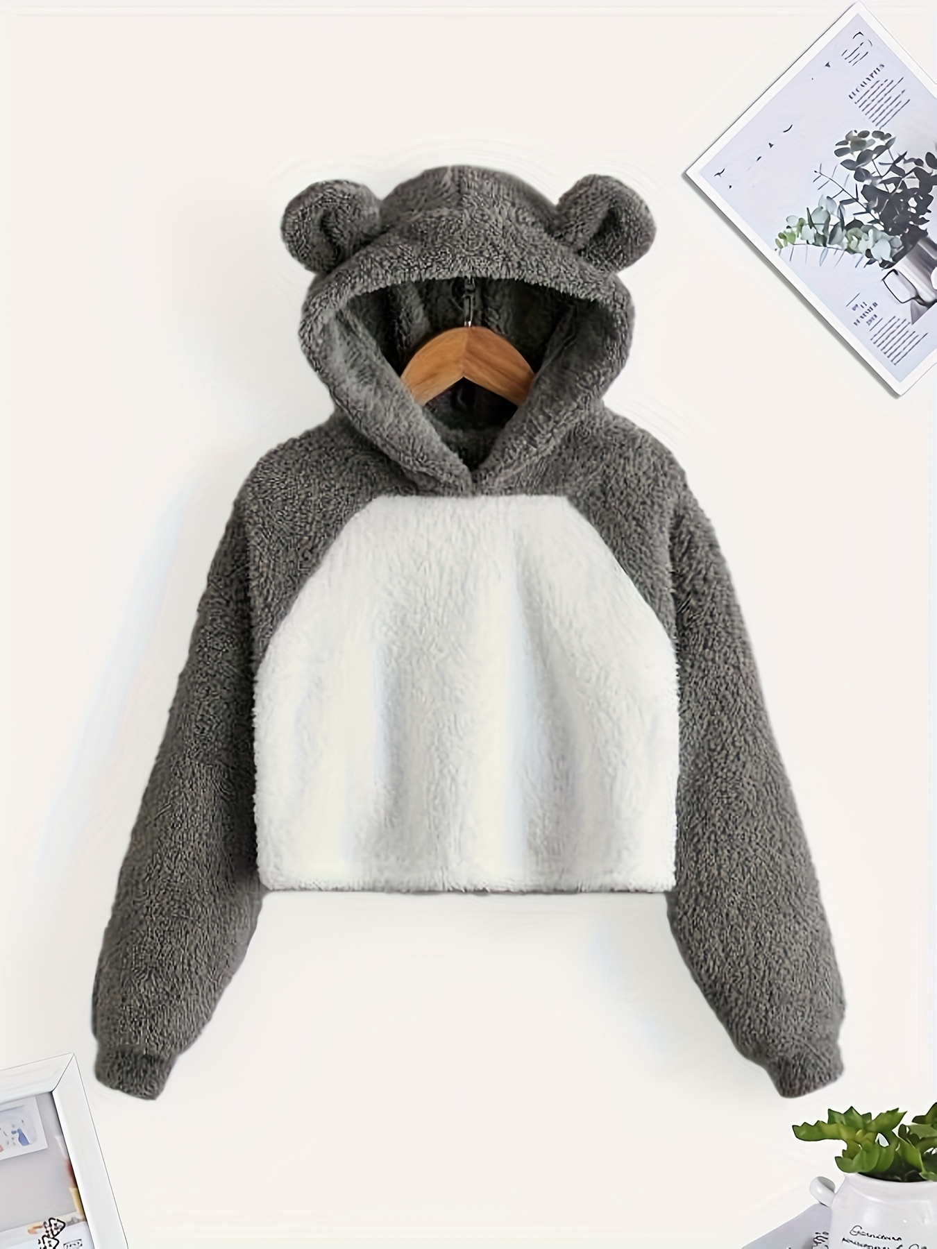 Fuzzy ear best sale teddy hoodie