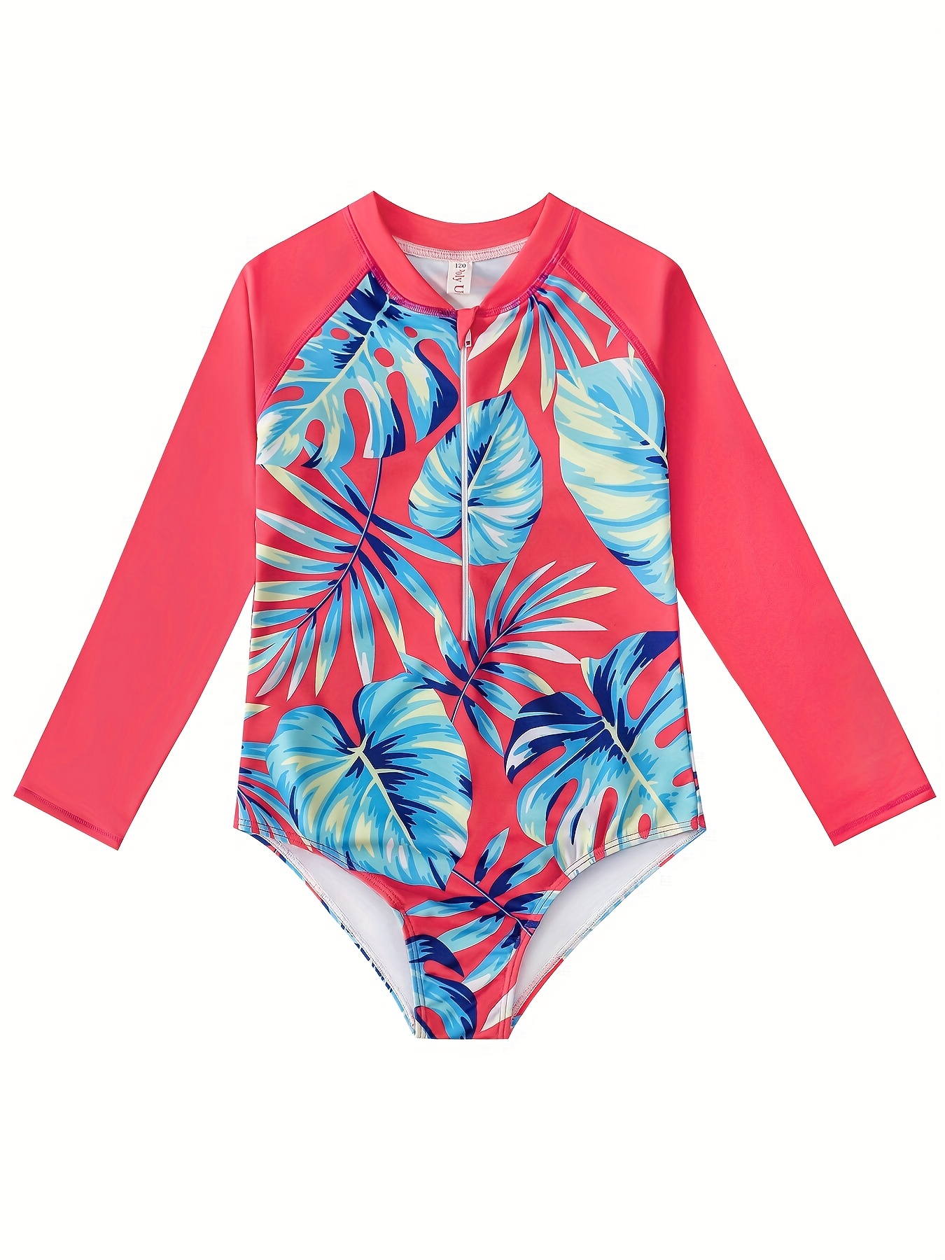 Girls' 3D Print Swimsuit for Beach Vacations & Sun Protection
