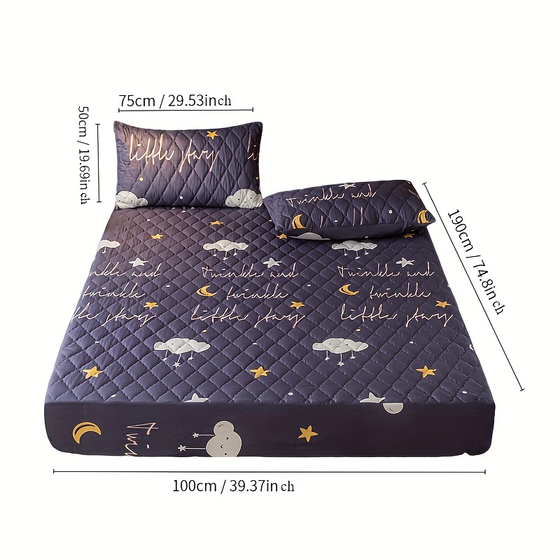 Soft And Breathable Star Print Fitted Sheet Set With Non-slip And