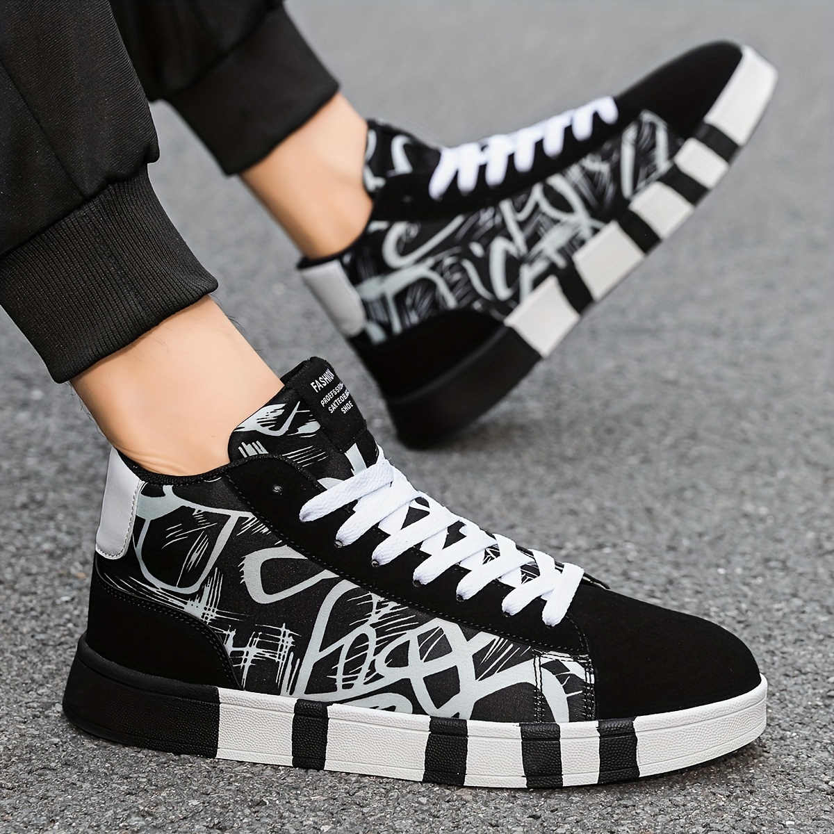 Sneakers High Top Men Graffiti  Sneakers Men High Top Platform