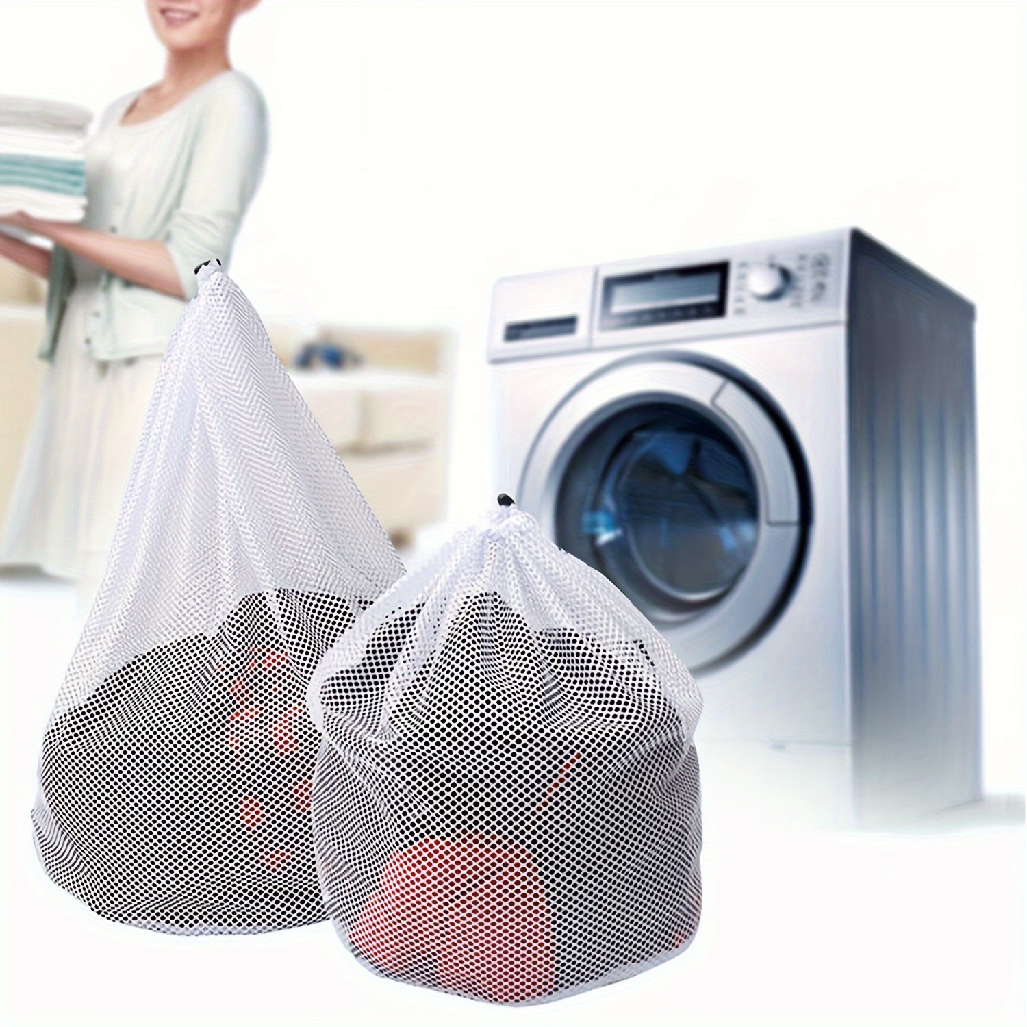 Laundry Bag 46×41 Cm Largecapacity Mesh Handbag With Handle Washing Machine  Bag Home Travel