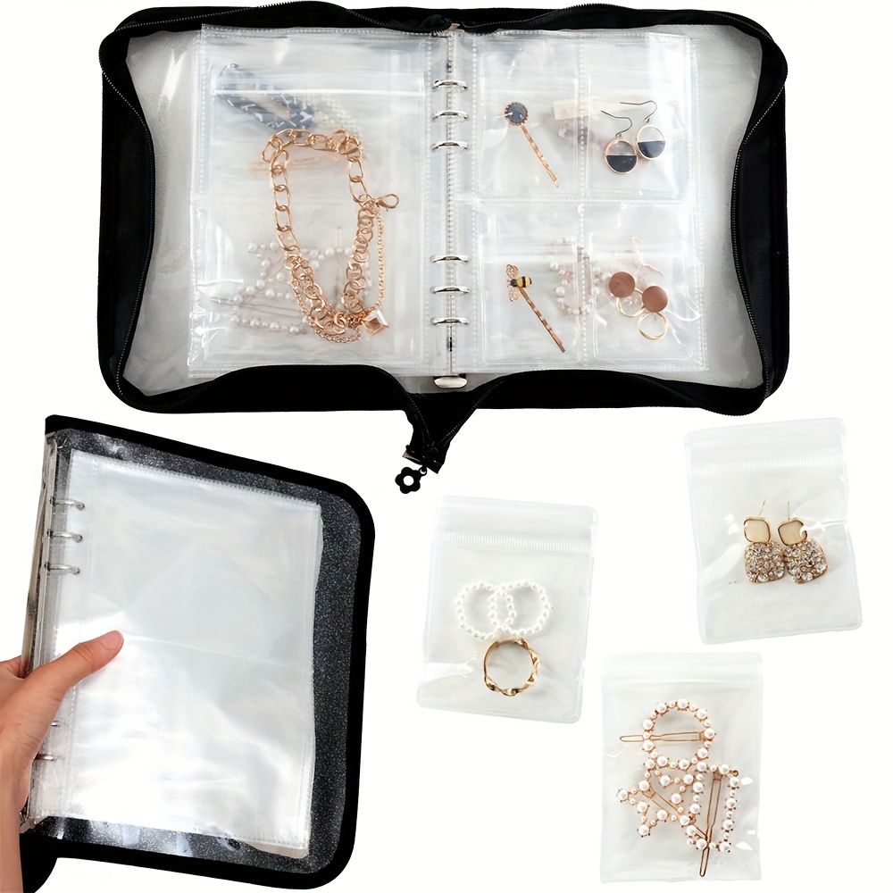 Travel Jewelry Organizer Transparent Jewelry Storage Book Set with  Anti-oxidation Pocket Traveling Necklace Earring Organizer for Ring,  Bracelets