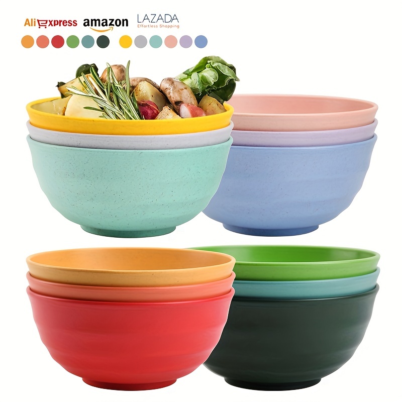 Wheat Straw Cereal Bowls With Dust proof Lid Resuable Bowls - Temu