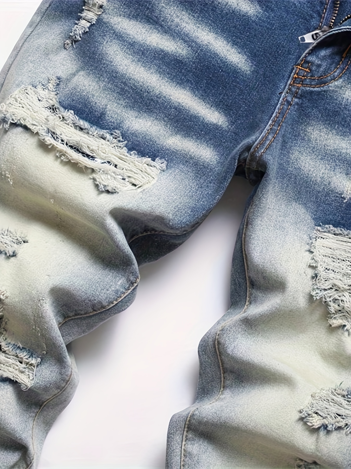 *'s Punk-Inspired *-* Jeans with Distressed Print Ripped Detail Fit,  Machine Washable The Body Version