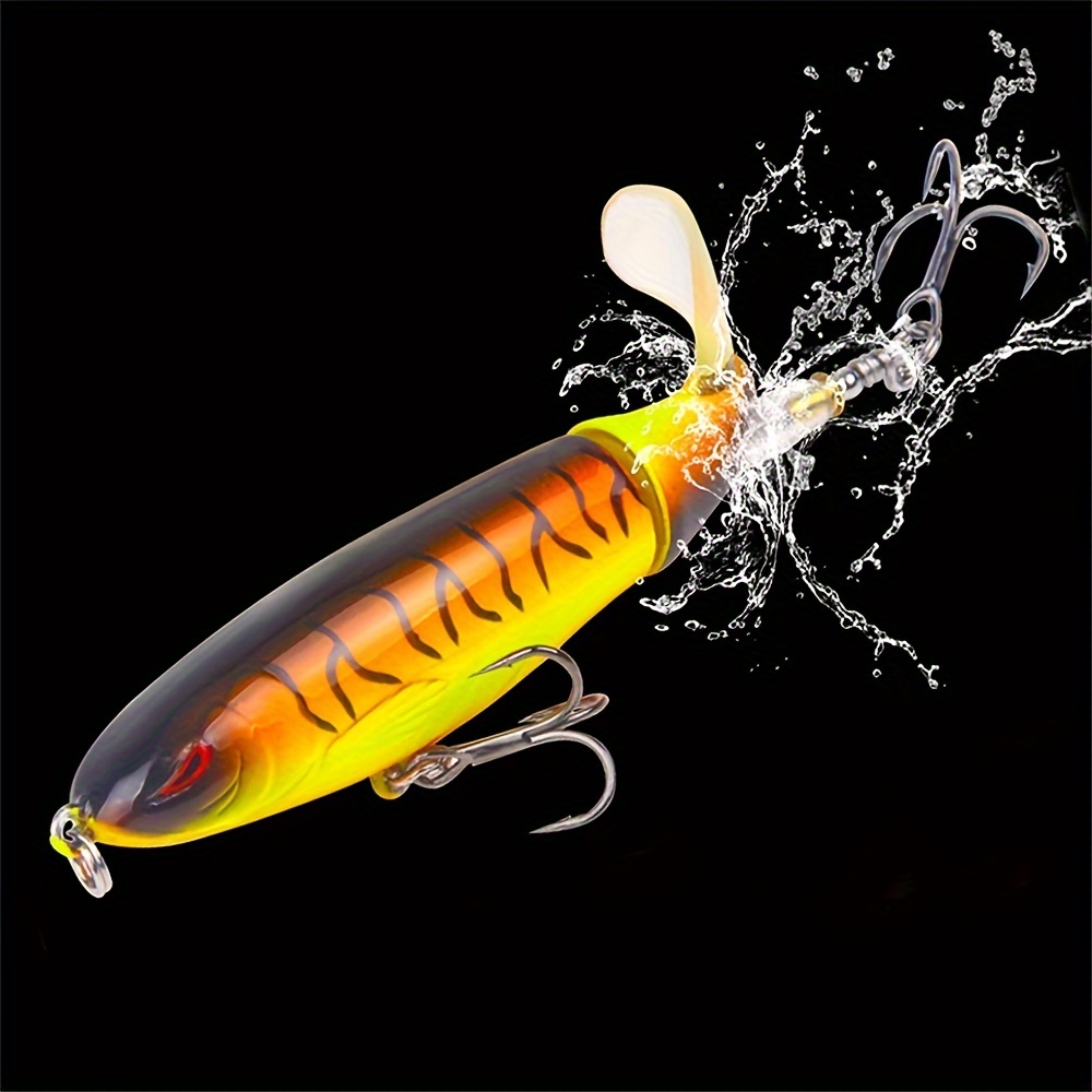 1pc Topwater Fishing Lure With 2 Treble Hooks, Artificial Bait Hard With  Rotating Tail, Outdoor Fishing Tackle