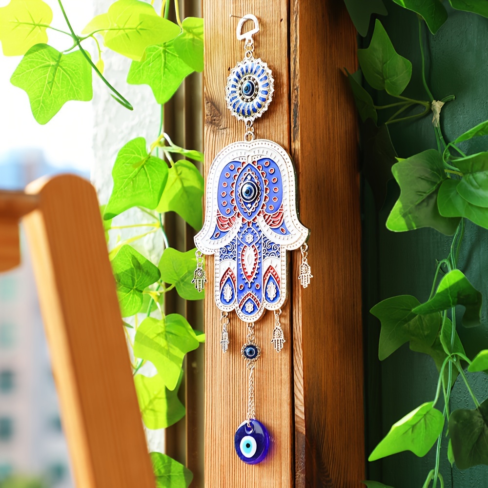 Hamsa Blue - Amuleto de protección contra el mal de ojo en forma de mano  para colgar en la pared, decoración para colgar en la pared