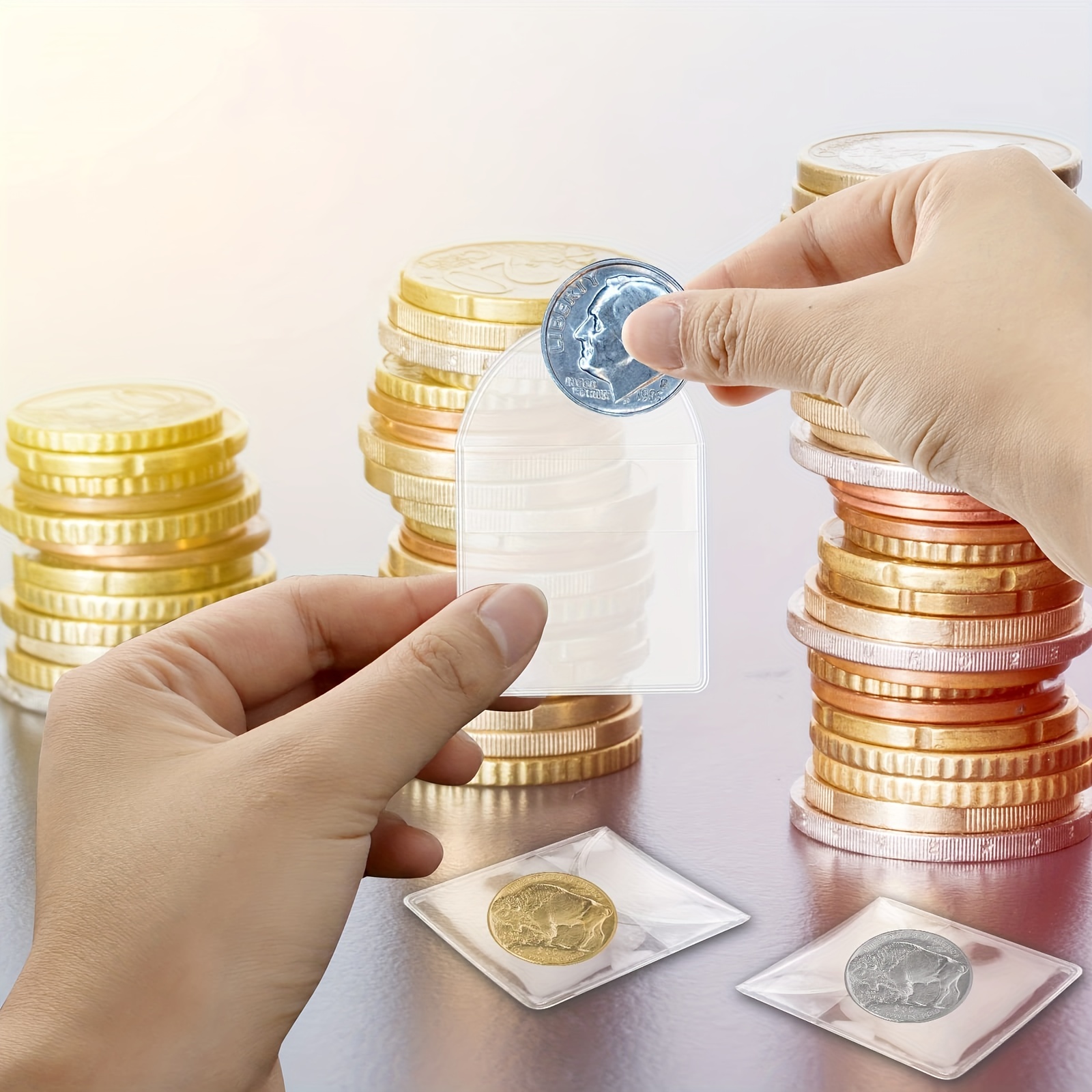 20 piezas de un solo bolsillo para monedas, funda transparente Individual  para monedas, soporte de plástico para monedas pequeñas - AliExpress