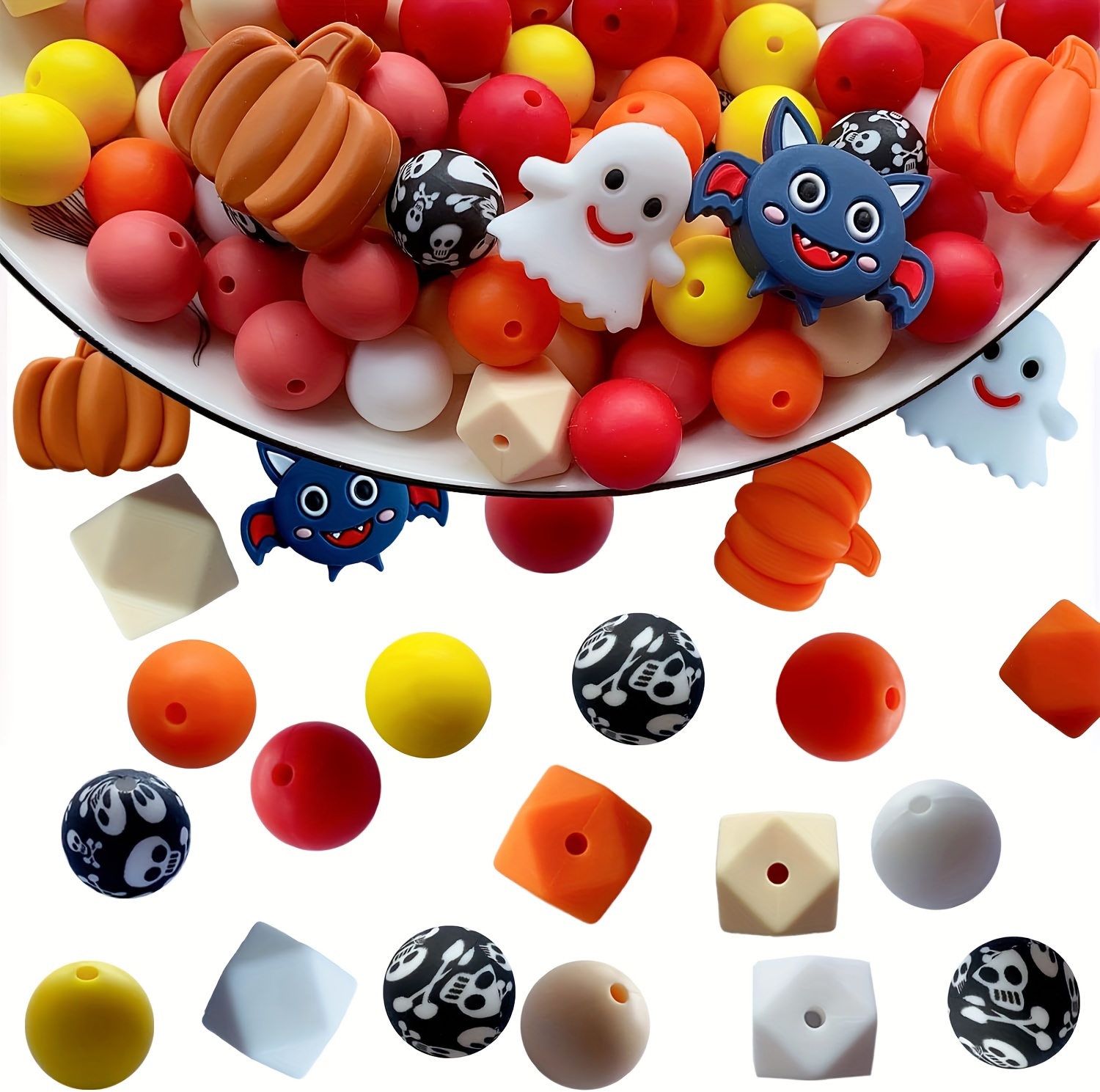 221PCS Silicone Beads for Keychain Making, Silicone Focal Bead