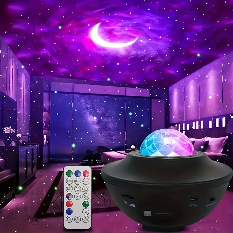 1pc galaxy projector light starry night light moon nebula wave projector rgb color changing remote control party light for bedroom home decoration christmas thanksgiving day new year valentines day gift art decor black 7