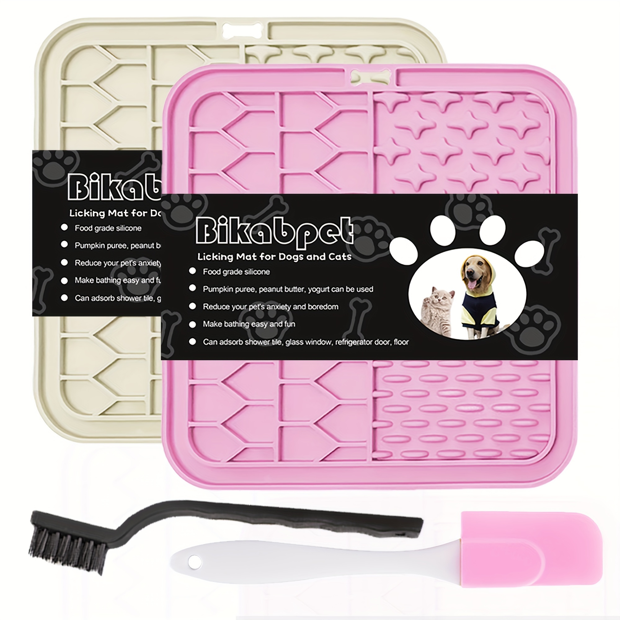 Image of Bikabpet Lick Mat For Dogs And Cats 2pack Cat Lick Mat With Suction Cups For Anxiety Relief Butter Lick Pad For Dogs Perfect For Bathing Grooming Slow Feeder For