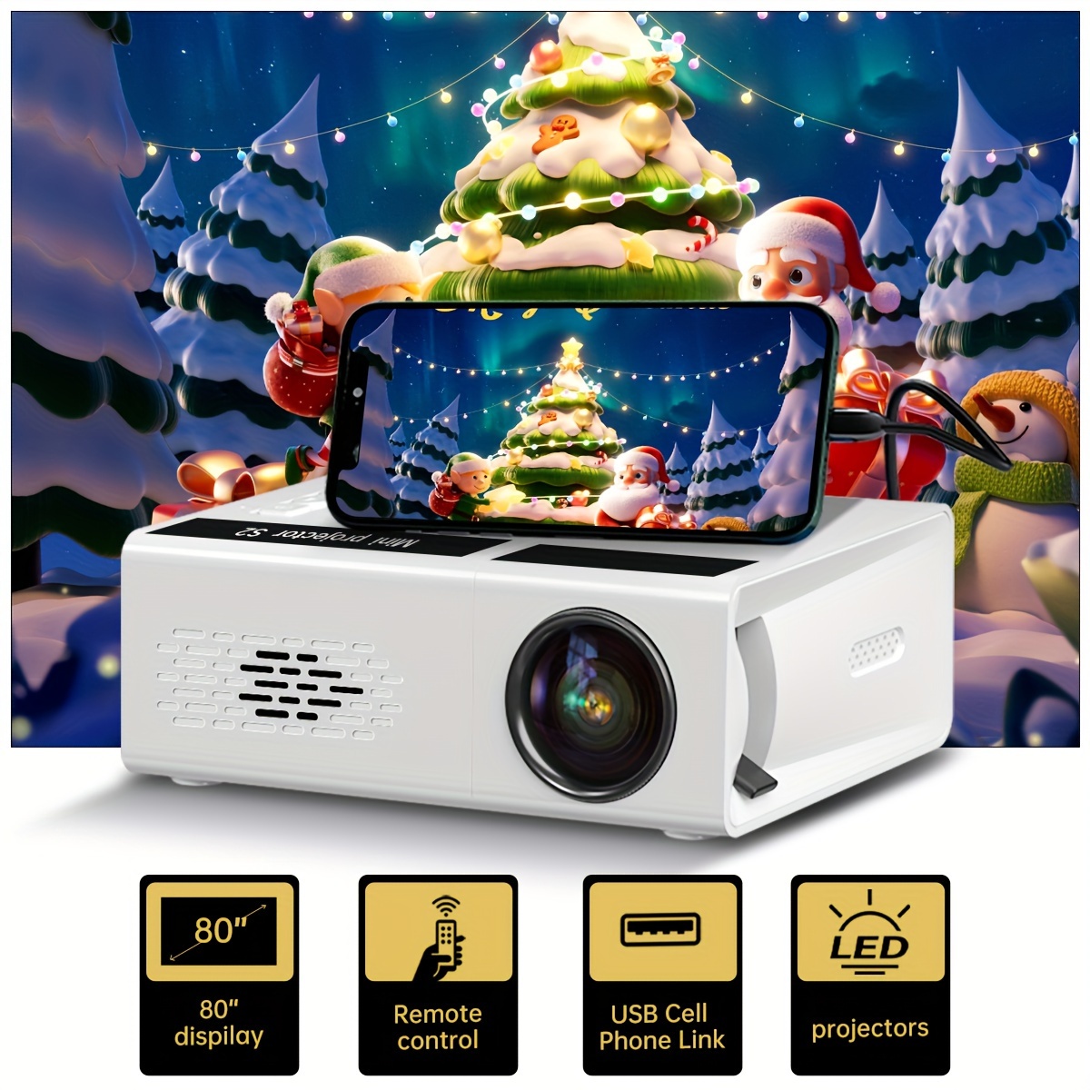 HY300 HDMI Portable LED Projector Android 4K Full HD 720P 120 ANSI
