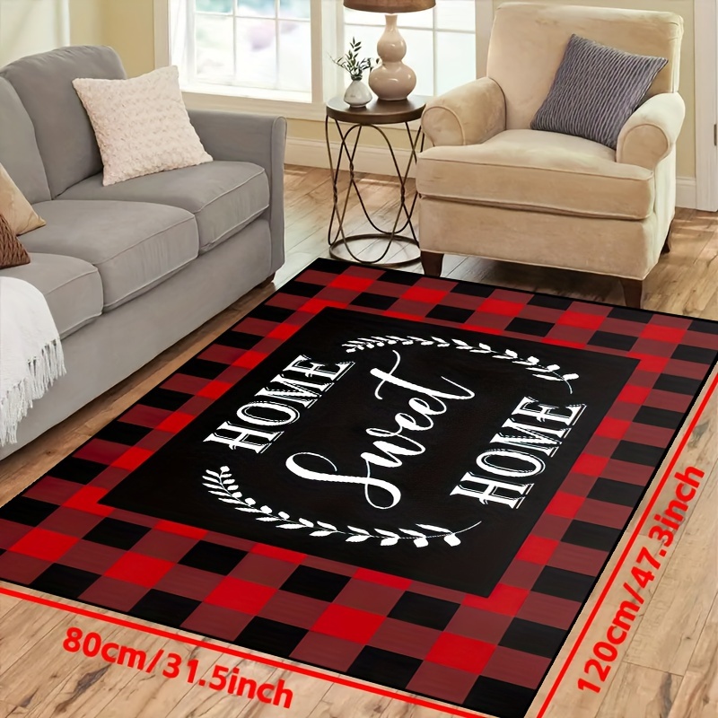 1pc Alfombra Piso Patrón Navideño Rojo Suave Alfombra - Temu