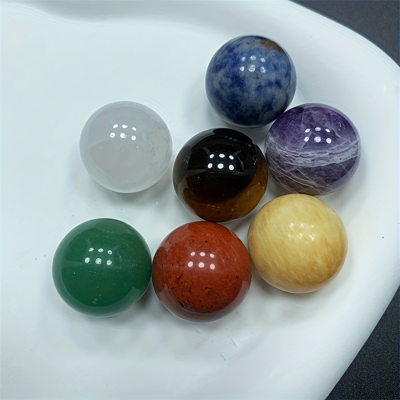 7PC Set 20MM Crystal Sphere Colorful Healing Stones