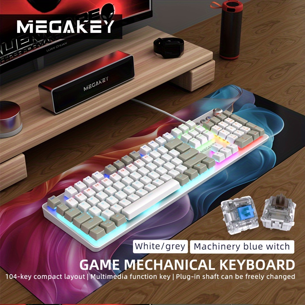 104 Mechanical Keyboard Gaming Office Use Blue Red - Temu