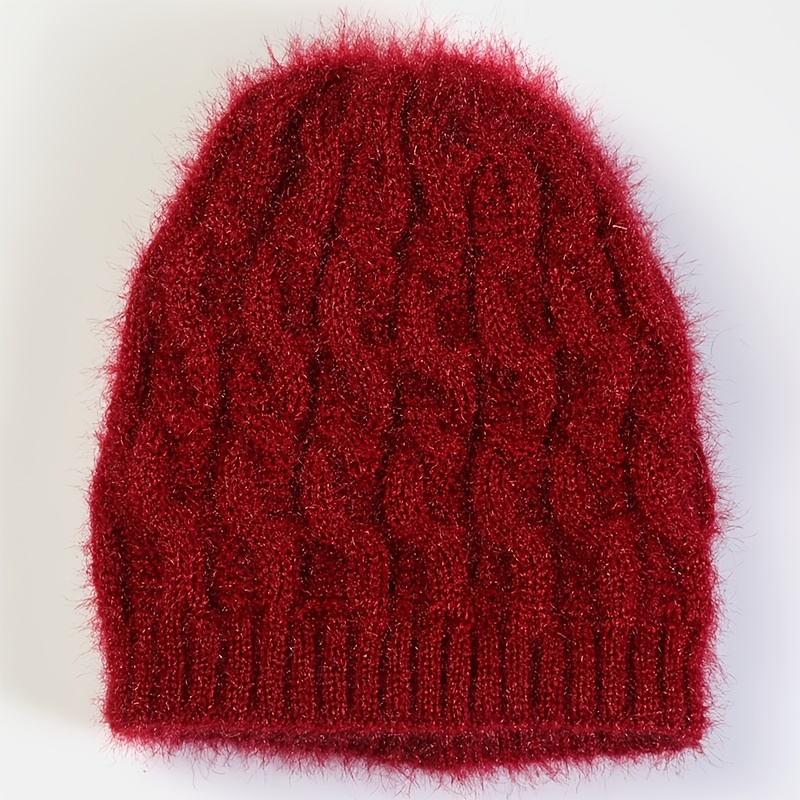 QWERTYU Womens Warm Cable Knit Winter Skull Cap Beanies Soft Ski