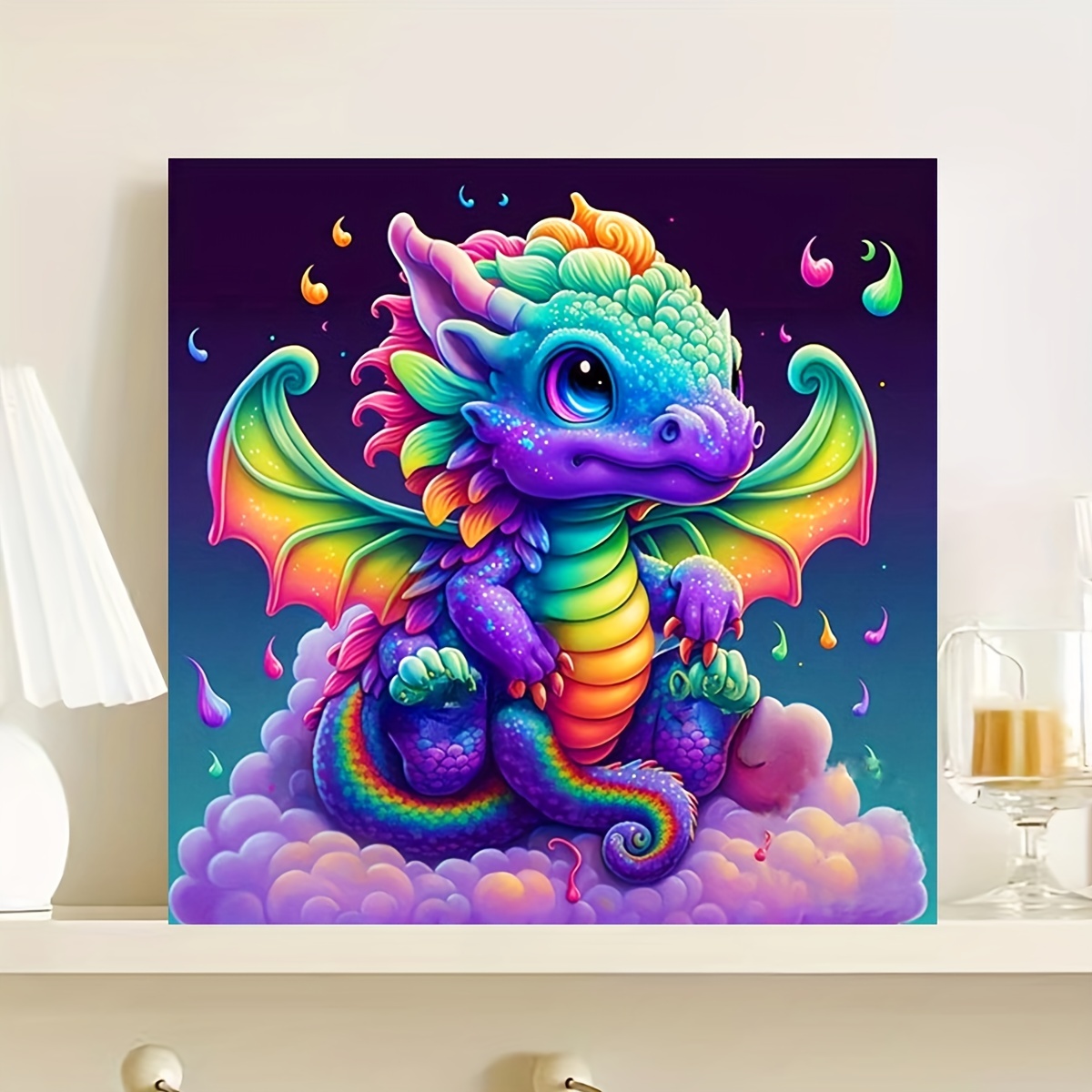 Easy Childrens Acrylic Paint Kits: Canvas Painting Kit - Dragon