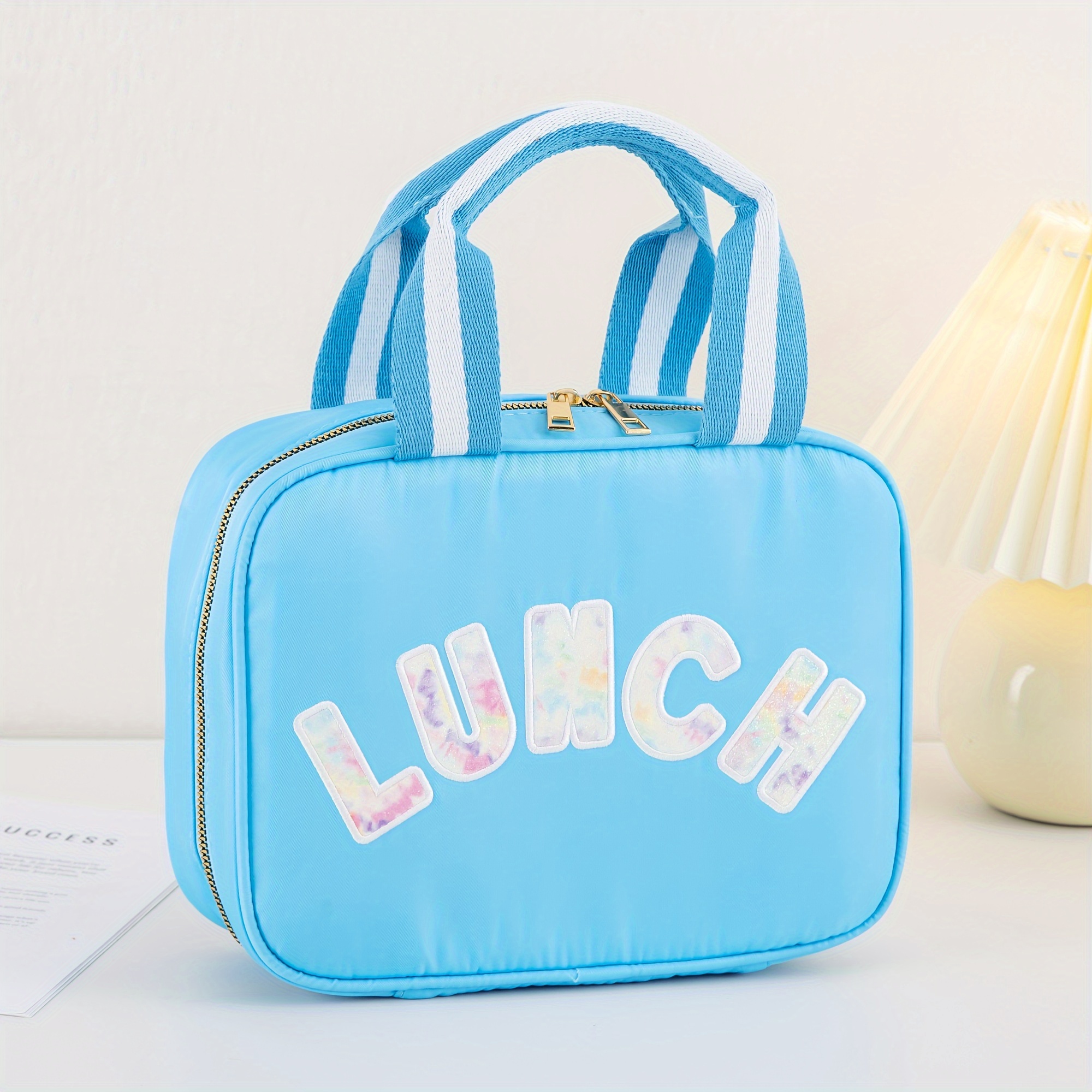 Nylon Preppy Lunch Box Large Insulated Lunch Bag Reusable