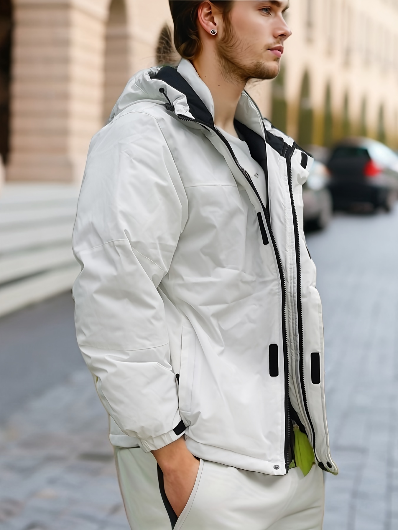 Mens white hot sale windbreaker jacket