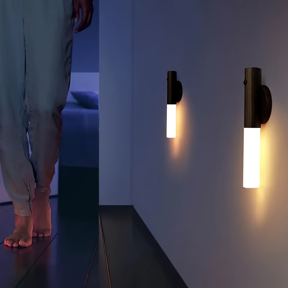1pc Luz Nocturna LED Recargable Portátil Con Sensor De Movimiento, Sensor De Inducción, Para Baño, Pasillo, Pared, Gabinete, Alimentado Por USB detalles 3