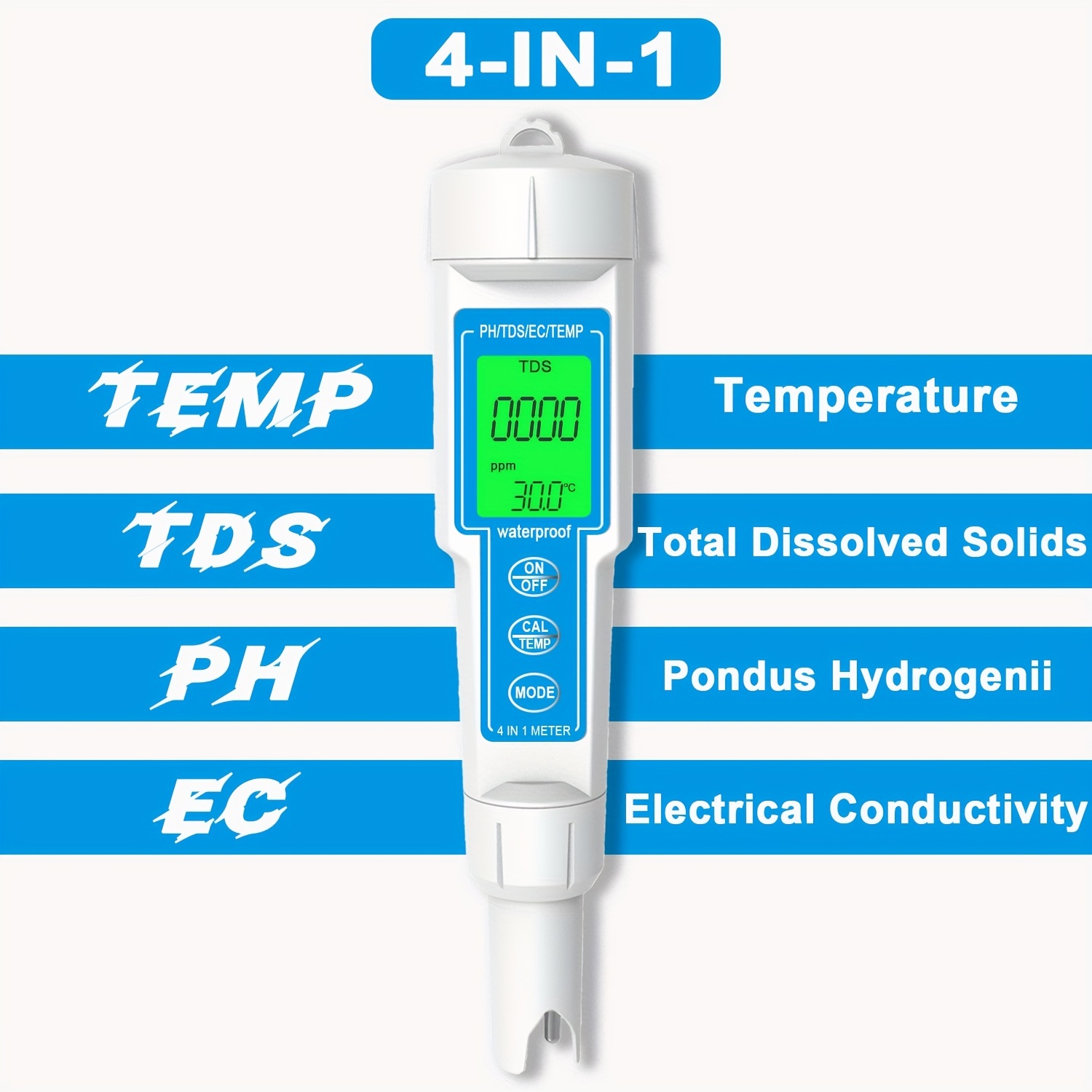 Medidor de pH y Calidad del Agua TDS, Combo alta precisión, medidor de  temperatura y conductividad PPM - Tecnoshop