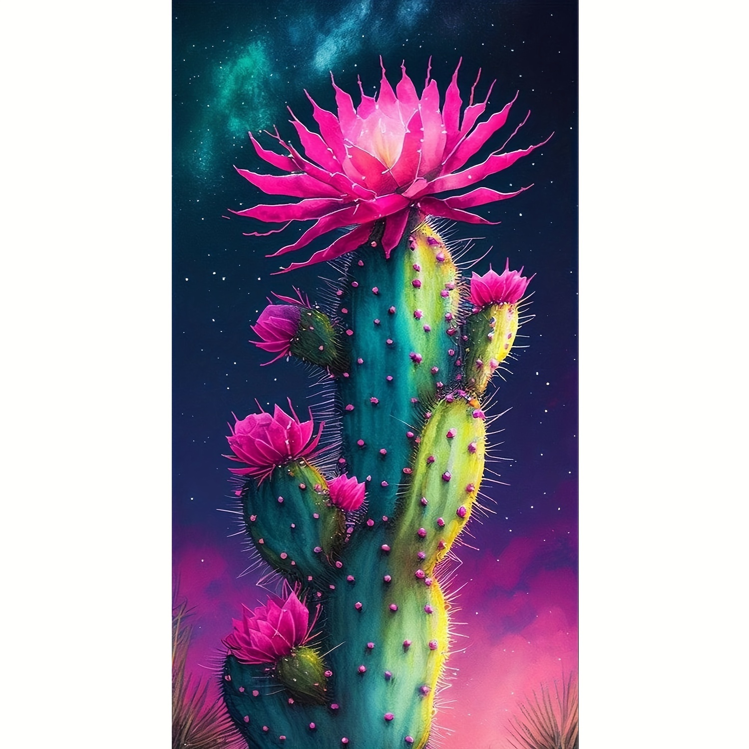 5D Diamond Painting Pink Flower Cactus Kit