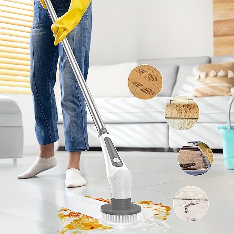 Electric Spin Scrubber, Cordless Cleaning Brush With Adjustable Extension  Arm 6 Replaceable Cleaning Heads, Power Shower Scrubber For Bathroom, Tub,  Tile, Floor - Temu