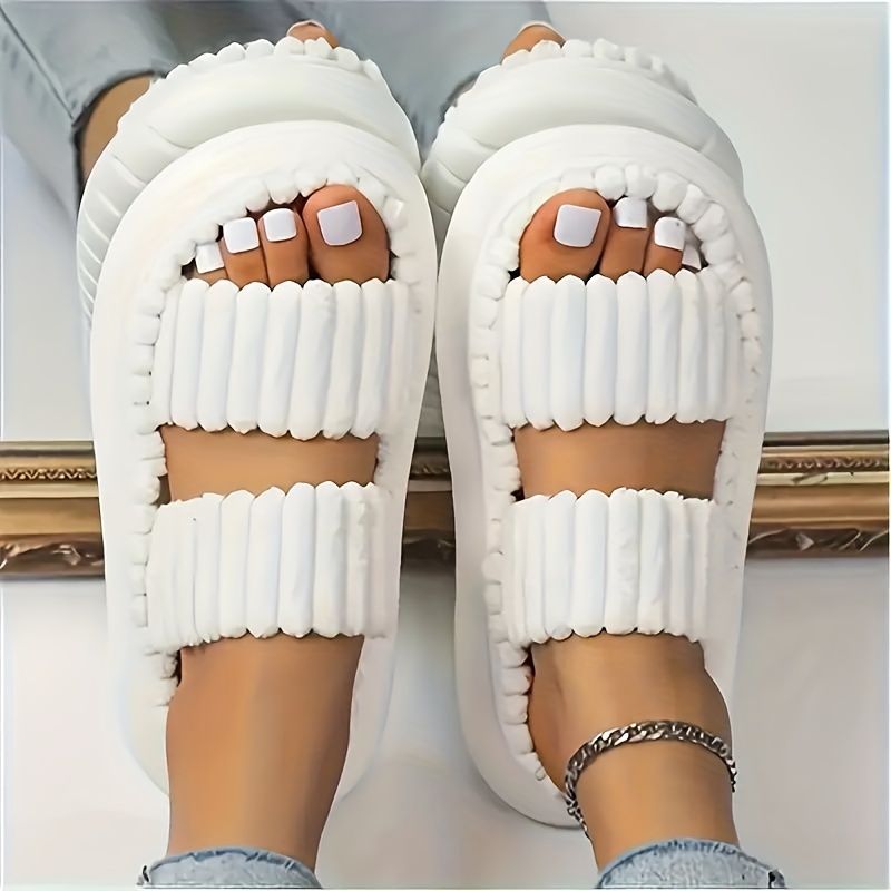 White discount platform slippers