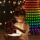 luz de de navidad led inteligente de 7 pies, animado de varios colores con 400 leds, control remoto y de aplicación, sincronización de , 12 , uso interior/exterior, impermeable, micrófono incorporado, alimentación de 110v-130v, enchufe de . uu., inalámbrico, pilas de botón no recargables