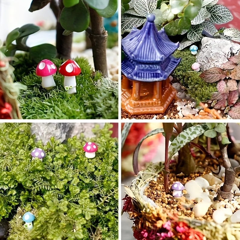 Mushroom Figurines Fairy Garden Decor - Miniature Mushrooms Statue