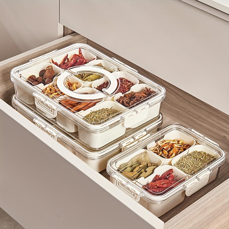 Spice Storage Box With 4/8 Compartments Portable Spice And - Temu