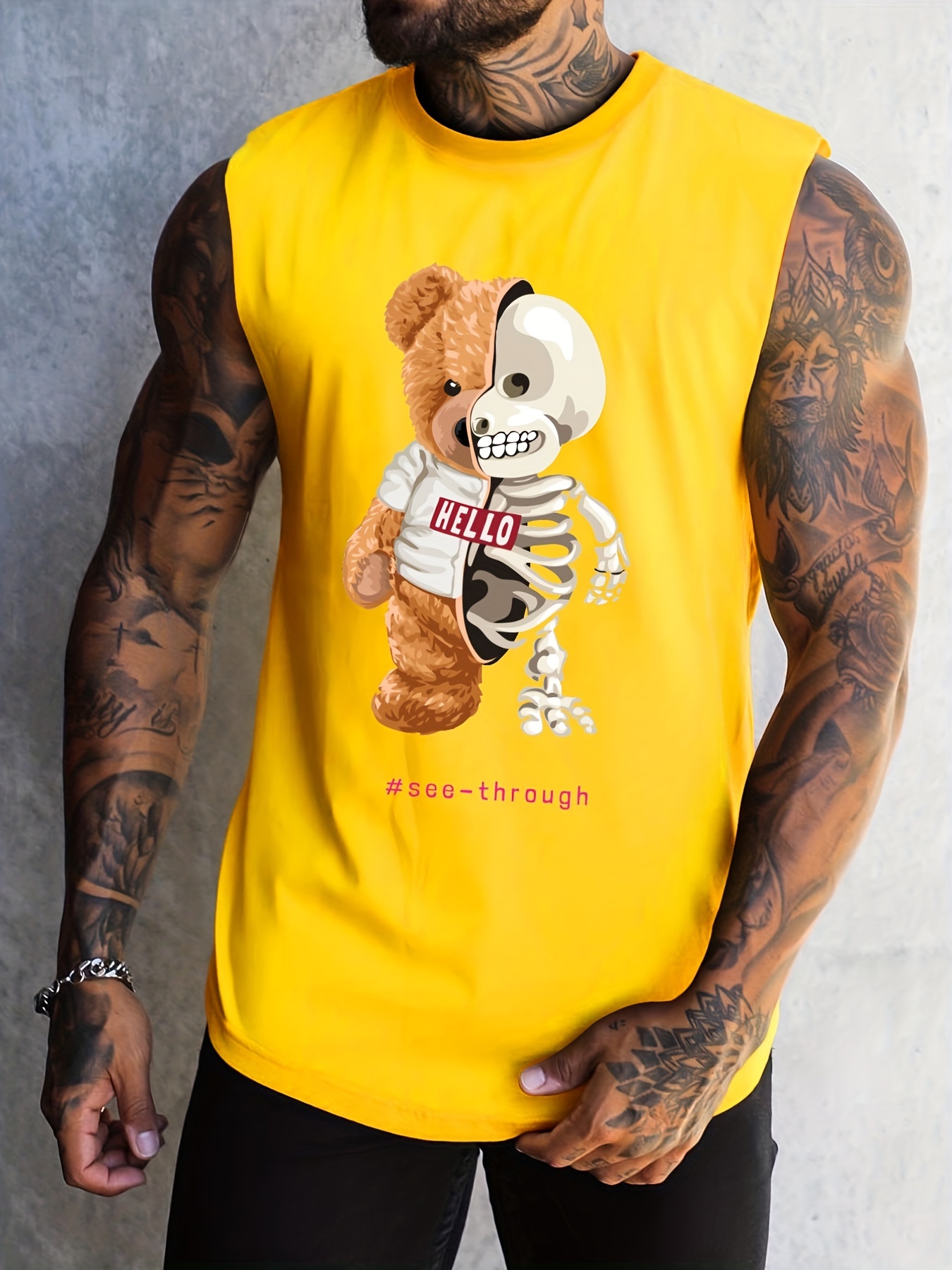 Chaleco Sin Mangas Estampado Esqueleto Hombre Camisetas - Temu Mexico