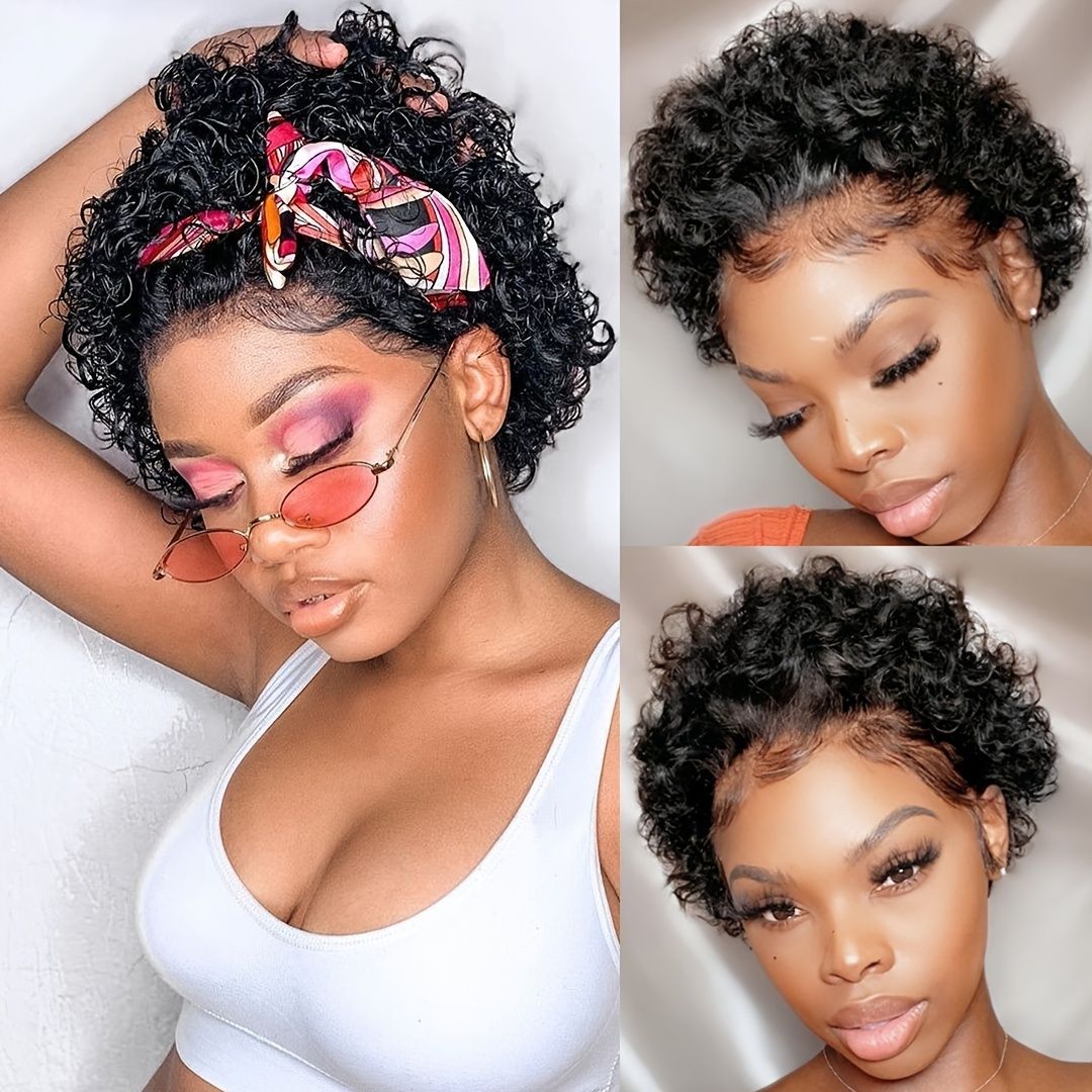 8 Inch Pixie Cut Lace Front Wigs Human Hair 13x1 Short Curly Human Hair Wigs  180 Density | Don't Miss These Great Deals | Temu Canada
