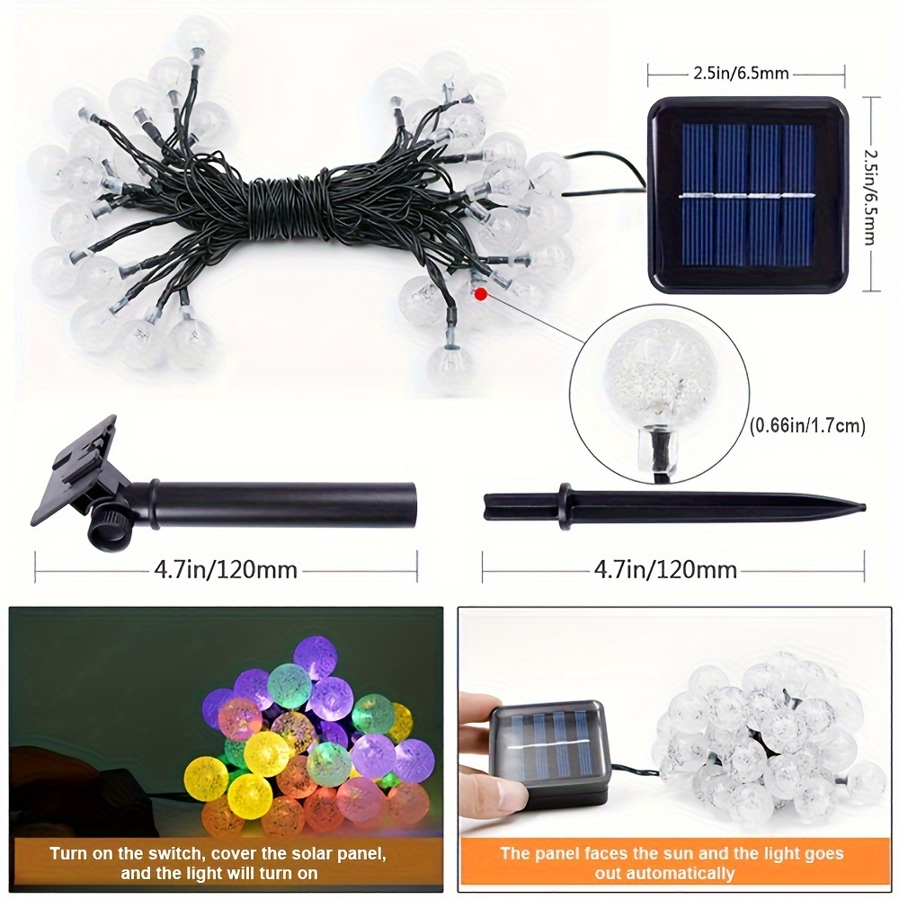 Guirnaldas Luces Solares Led Forma Globo Cristal 20/50/100 - Temu Chile