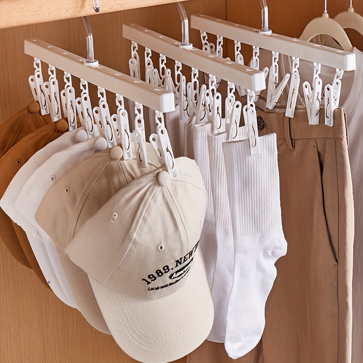 One line Hat Hanging Rack Simple Household 6 Clips Small - Temu
