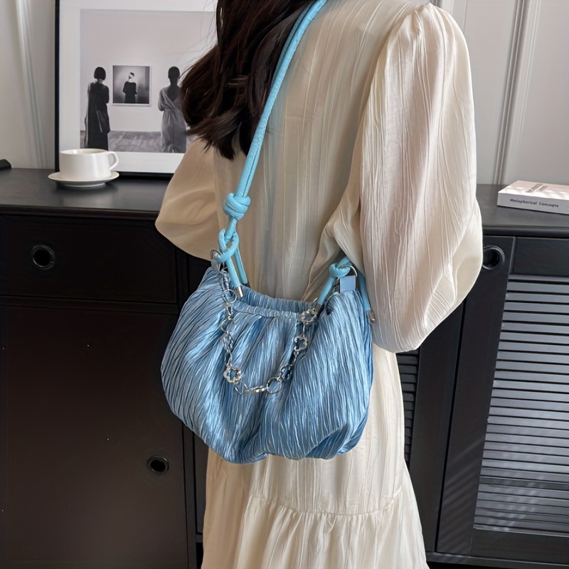 Women's Small Korean Style Shoulder & Crossbody Bag, Casual Pleated Design, Underarm  Bag