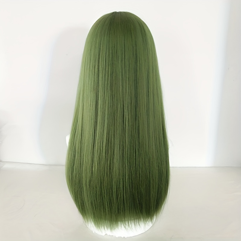 Olive Green Synthetic Lace Wig Long Straight Natural Looking Lace