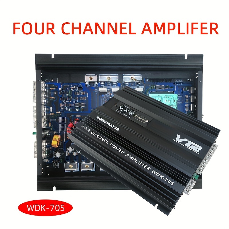4チャンネルABクラス12Vカーアンプ車載アンプ3800Wパワーステレオ ...