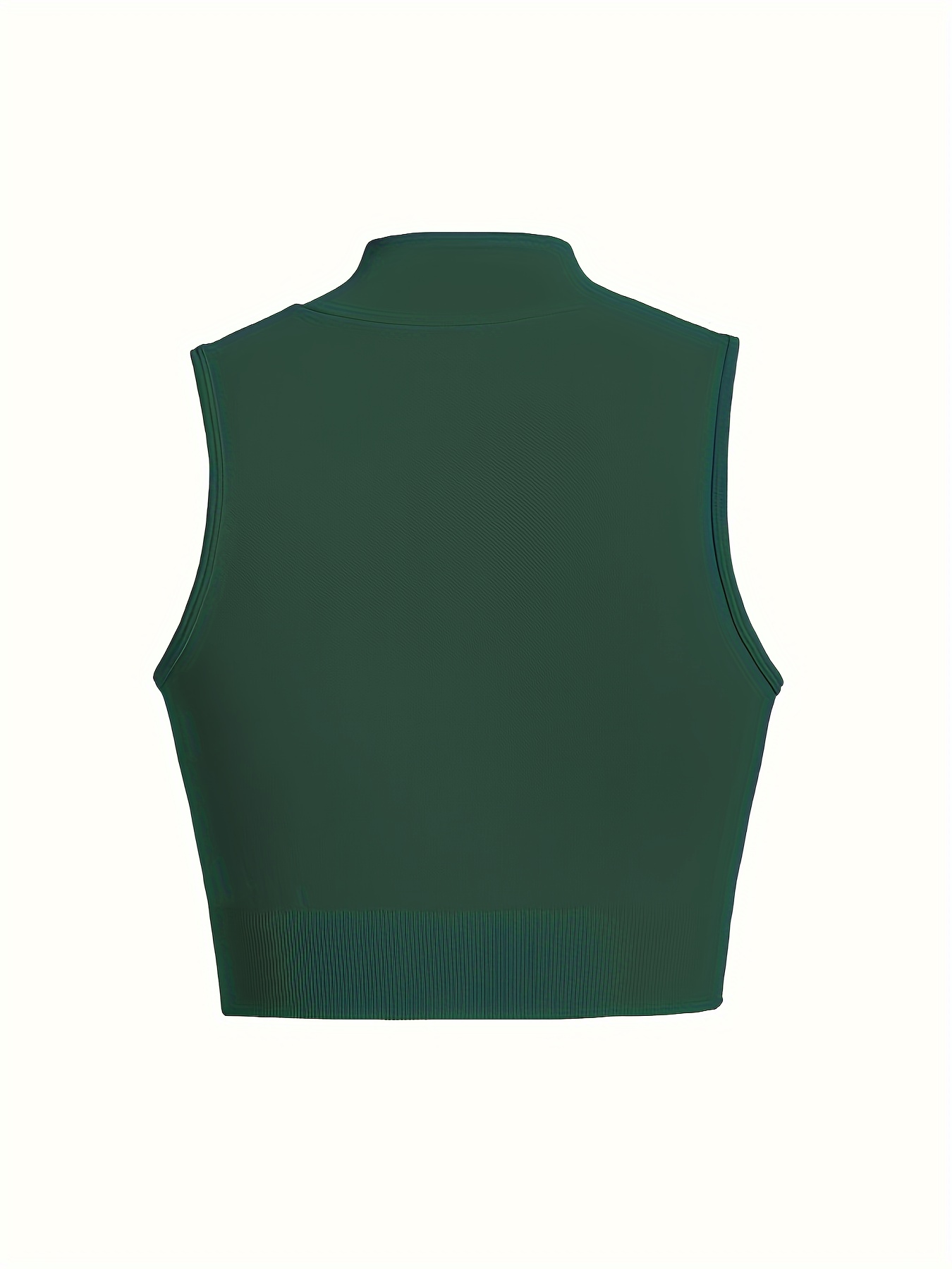 Solid Color Zip Mock Neck Sports Tank Top Sleeveless Sports - Temu