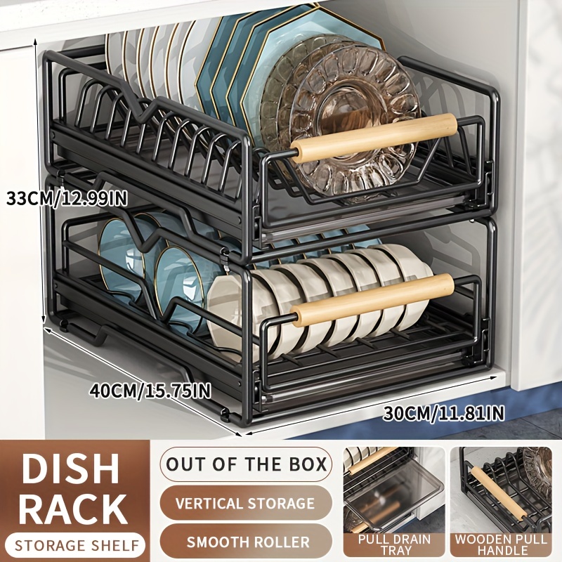 Black Dish Rack with Wood Handles + Reviews