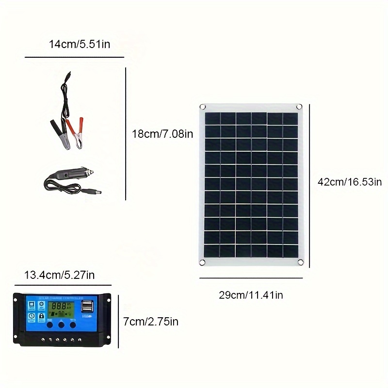 1pc Solar Panel Kit 12v 18v Batterie Laden 30a 60a - Temu Germany