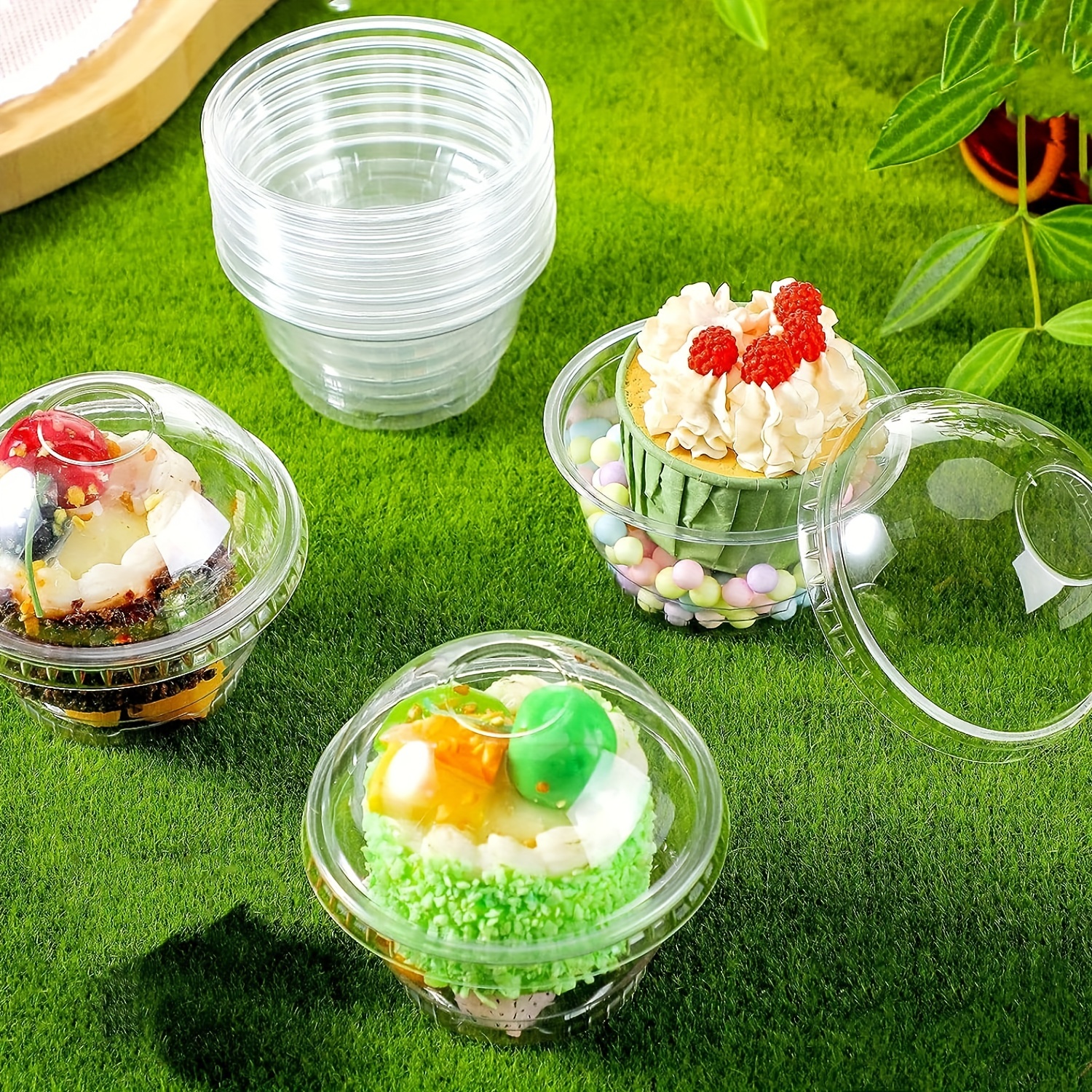 Clear Plastic Cups With Dome Lids Disposable Party Cups For - Temu