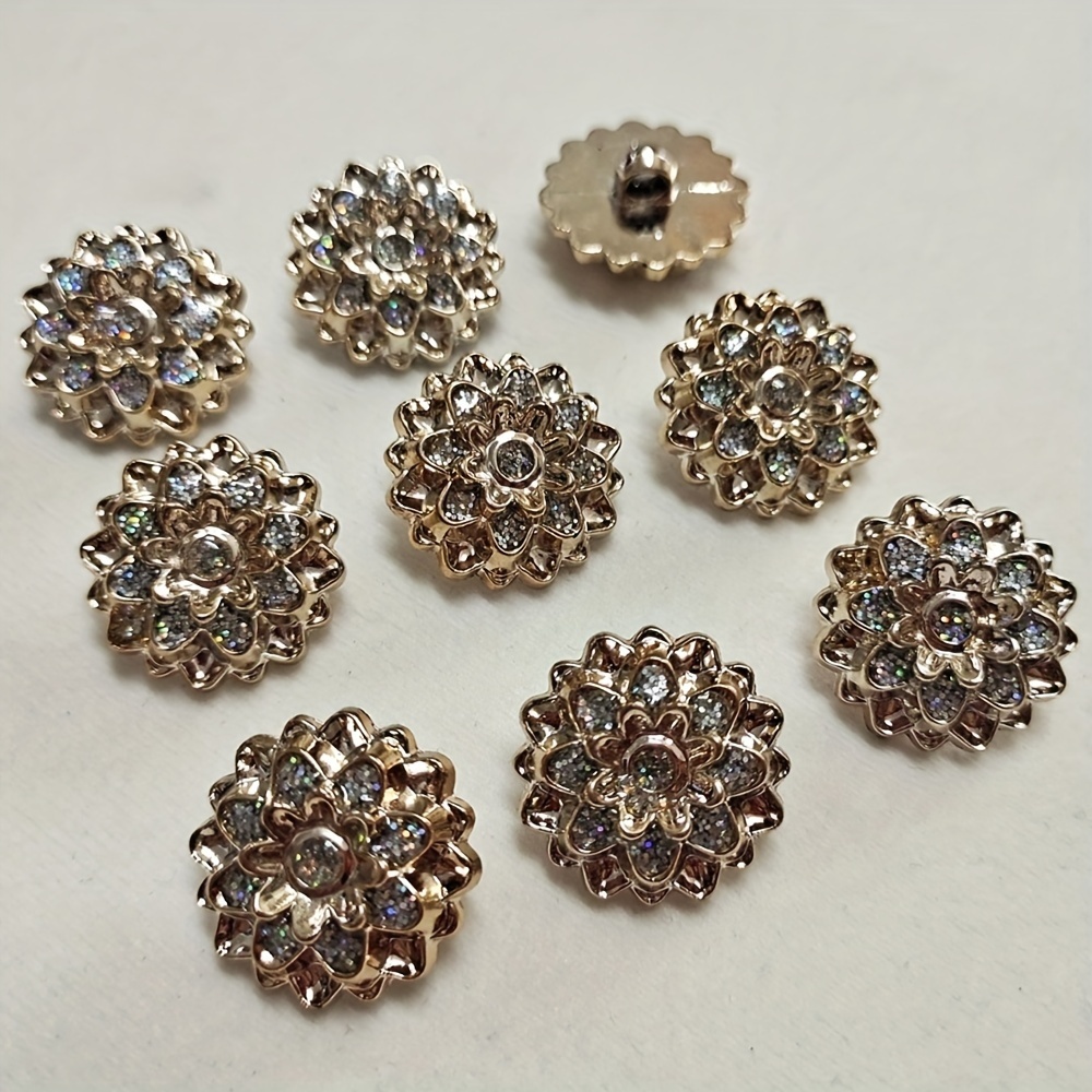 Super Luxury Golden Rhinestone Buttons for Sewing and Needlework Large  Pearl Buttons for Clothing Women DIY