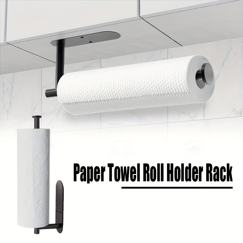 Paper Towel Holder Under Cabinet, Adhesive Or Drilling Black Paper Towel  Roll Holder Rack, Under Counter Or Wall Mount For Kitchen, Bathroom, Camper,  Rv, Sus-304 Stainless Steel - Temu